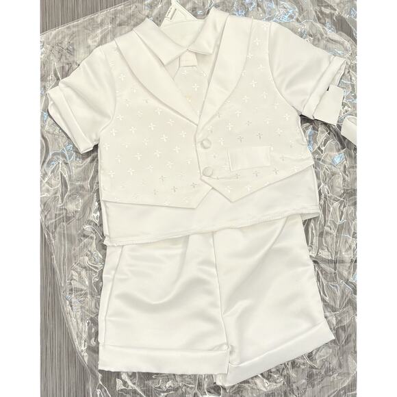 Baby Boy Christening Baptism Outfit White Size 9-12 Months Made In USA - Picture 1 of 7